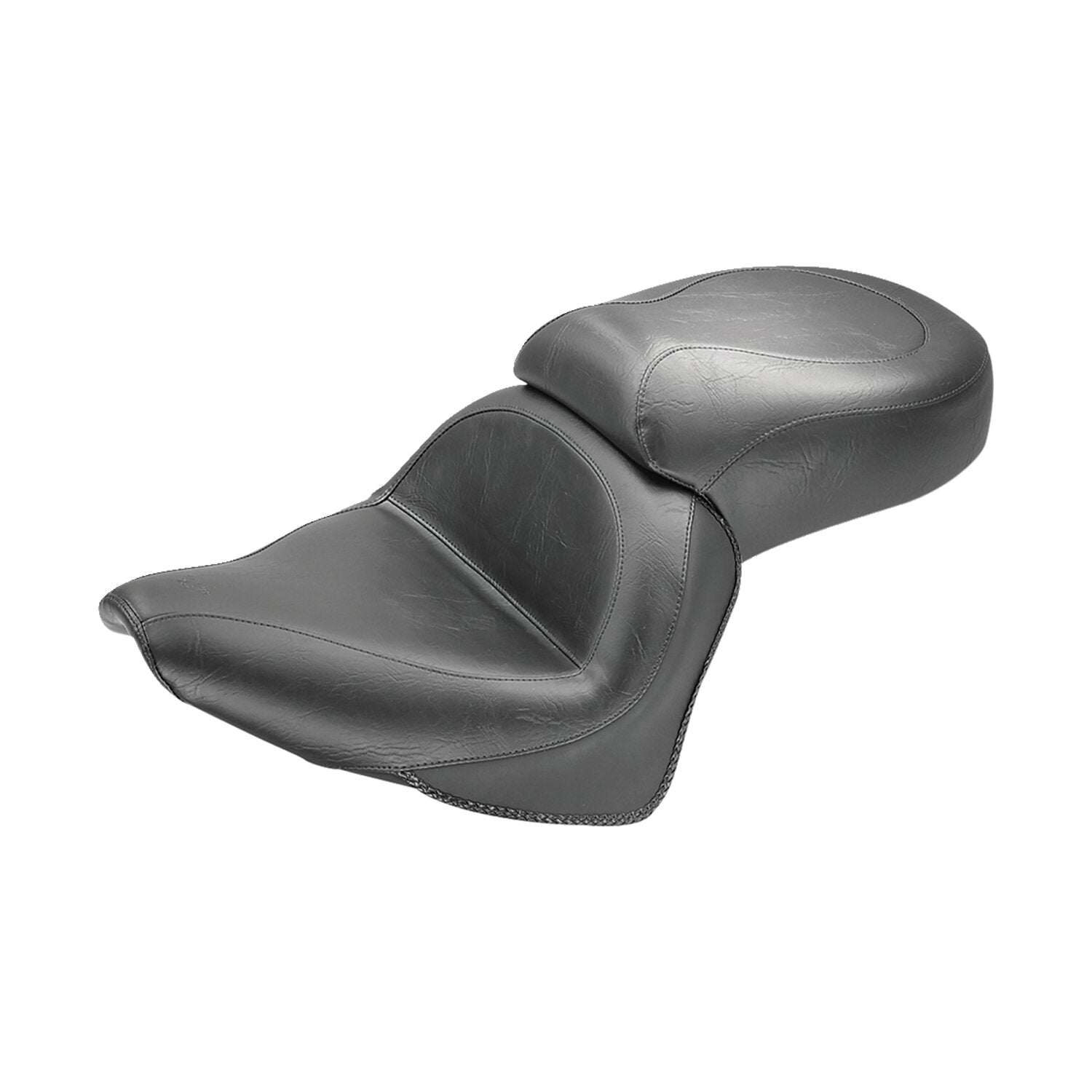 Mustang 1-piece 2-up wide touring vintage seat plain black