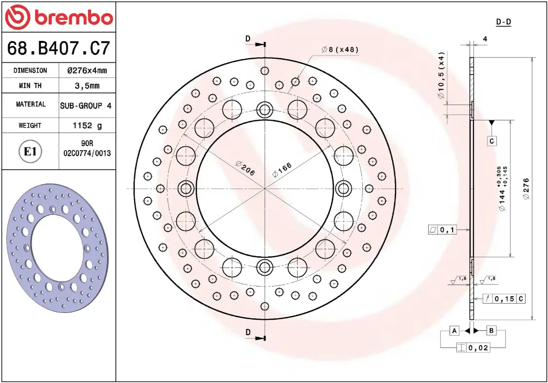 Brembo Serie Oro Fixed Front Brake Rotor