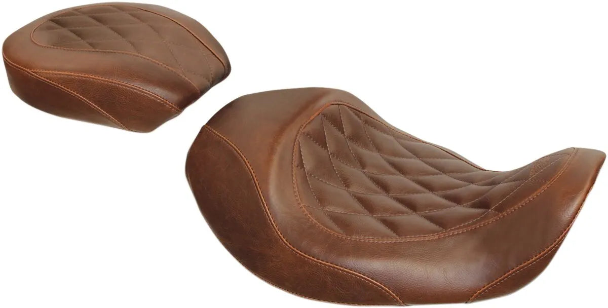 Mustang Wide Tripper Seat - Brown Diamond - For Harley Davidson