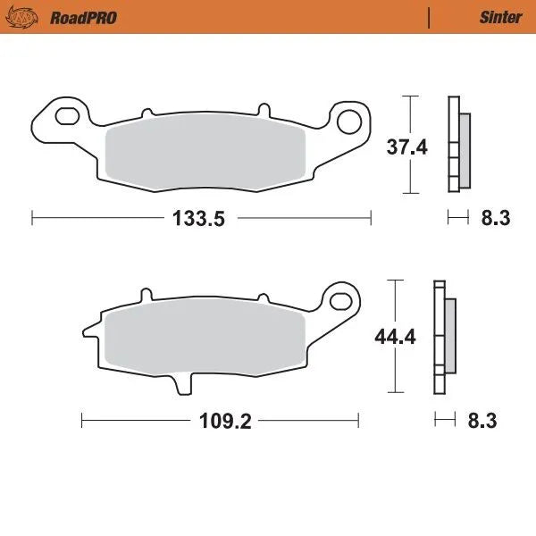 Moto-master Roadpro Sinter Brake Pad Rear - Rear