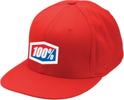100% Essential Flexfit Flat Bill Hat Red