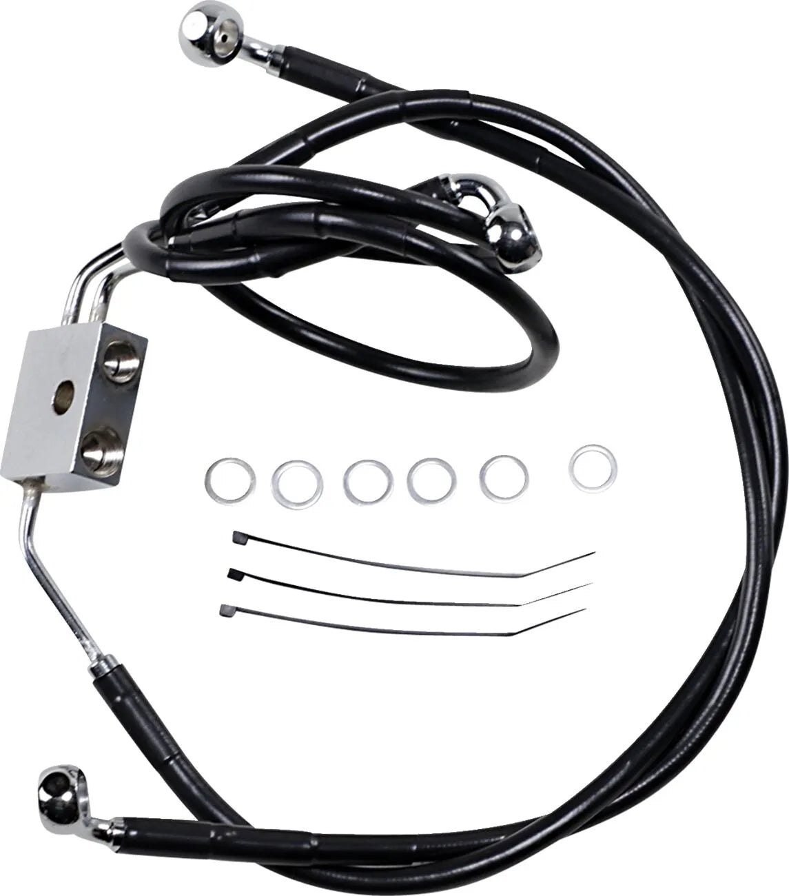 Drag Specialties Extended Black Vinyl Brake Line Kit Abs