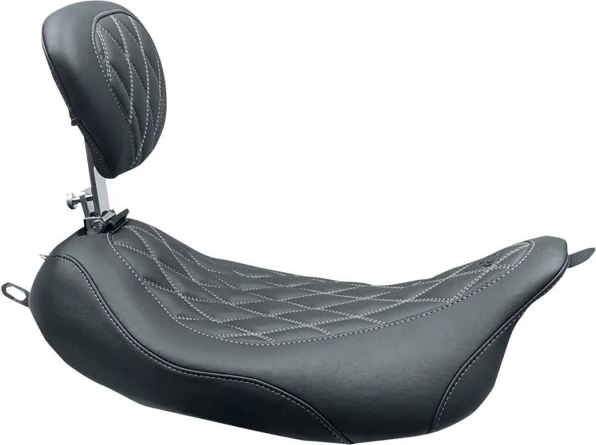 Mustang Wide Tripper Solo Seat W/ Backrest - For Harley Davidson