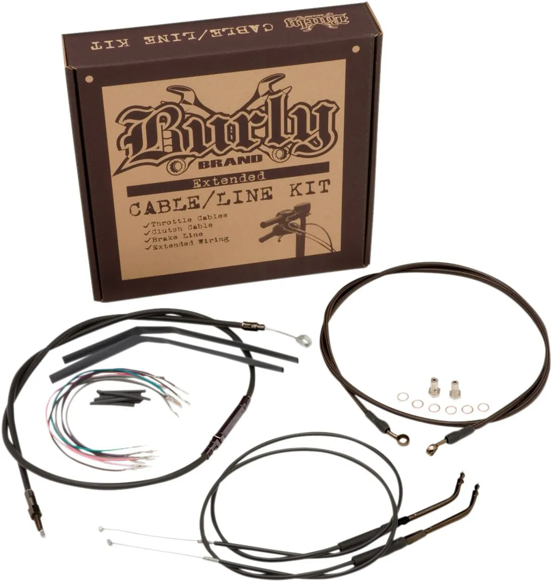 BURLY BRAND Black Vinyl Handlebar Cable Kit for Ape Hangers