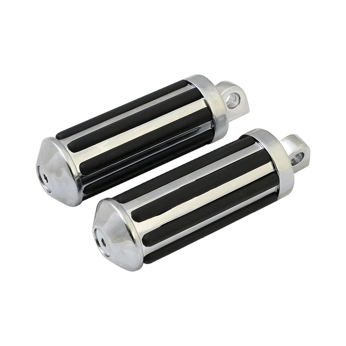 MCS Rail foot pegs large diameter - Chrome w/rubber inlays
