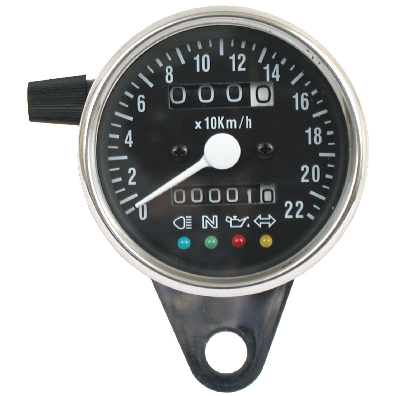 MCS LED mini speedo 2:1 kmh - Chrome with black face plate
