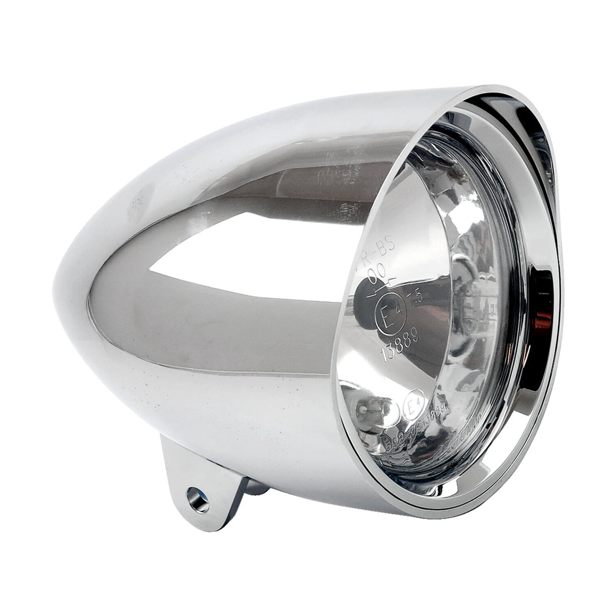 MCS Smoothie 4-1/2" headlamp with round visor - Chrome