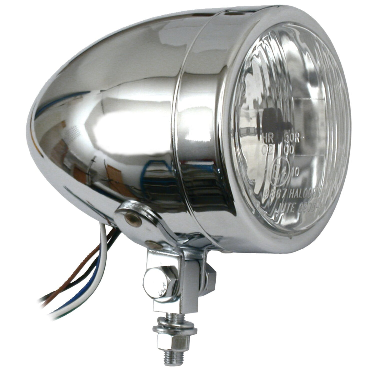 MCS Long bullet 4" H4 headlamp - no visor - Chrome