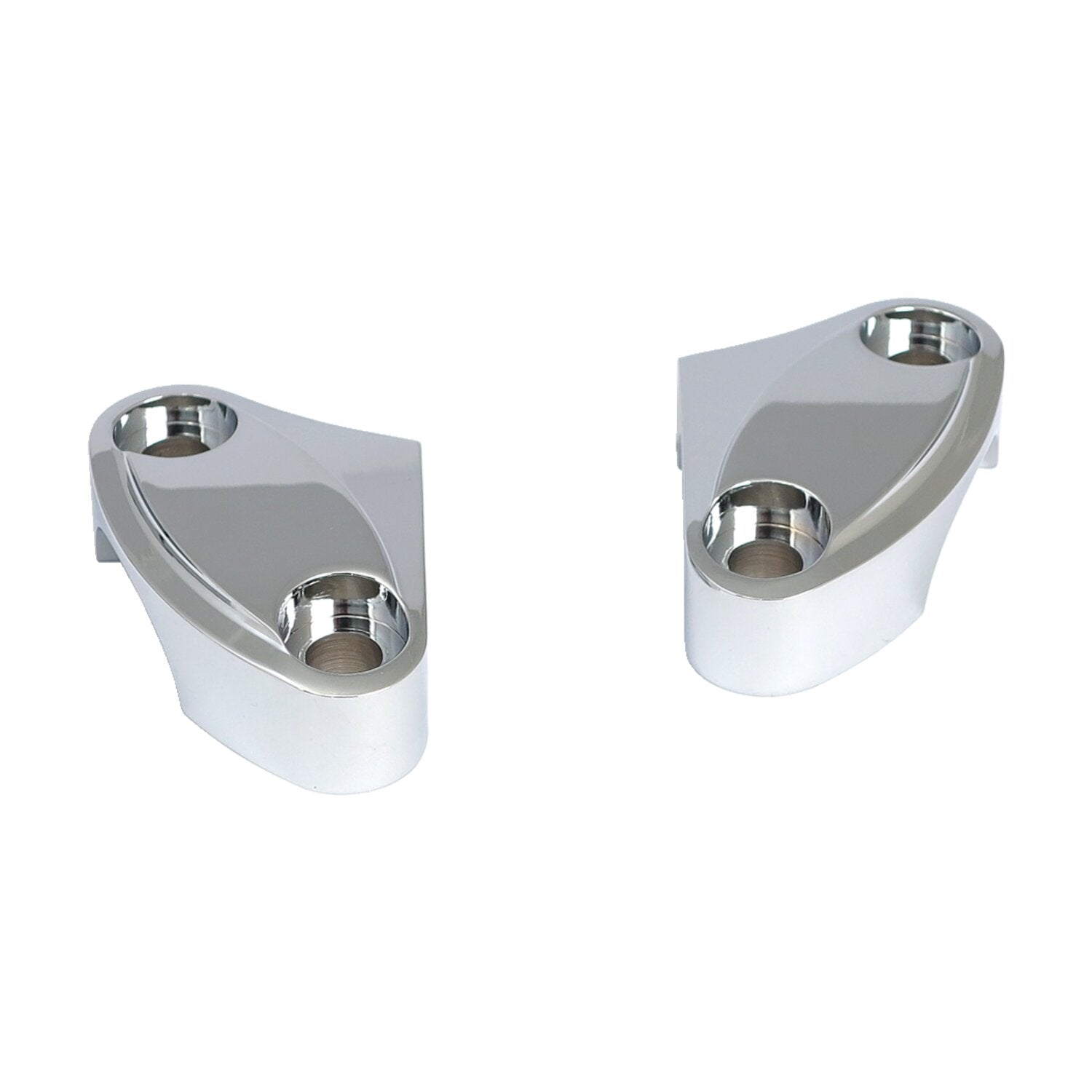 MCS Handlebar top clamp set - Chrome scalloped