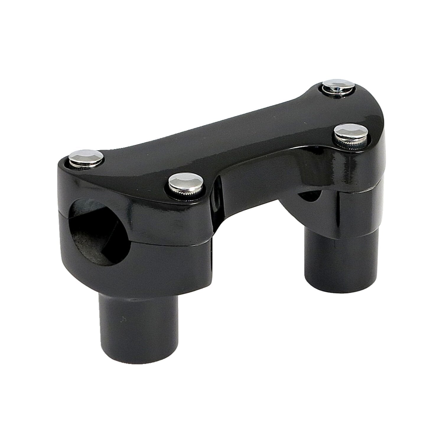 MCS 2" rise handlebar riser set + top clamp with lip - Black