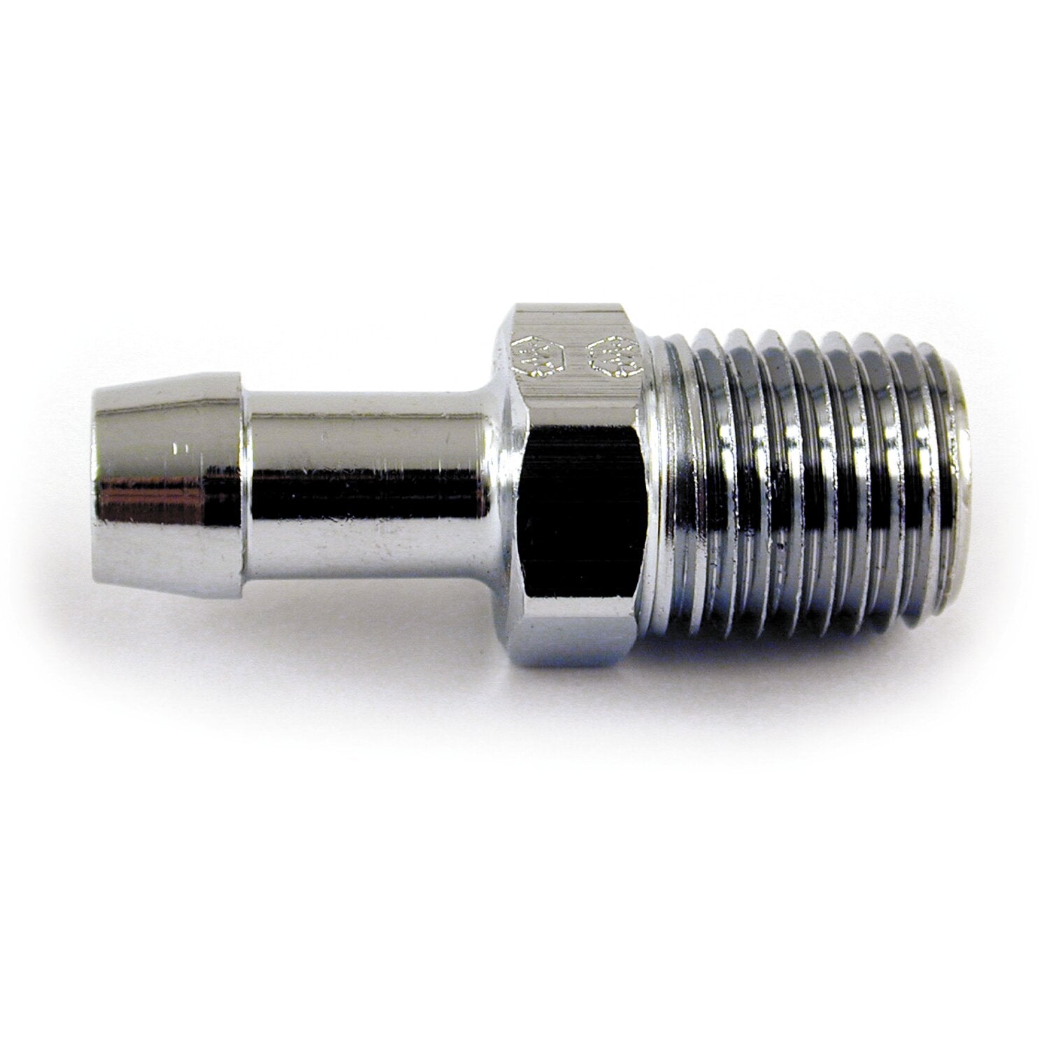 MCS Oil line fitting straight - 1/4" NPT to 5/16 hose - Chrome