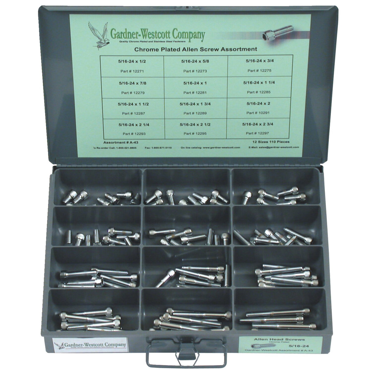 Gardner-Westcott Allenhead bolt assortment tray