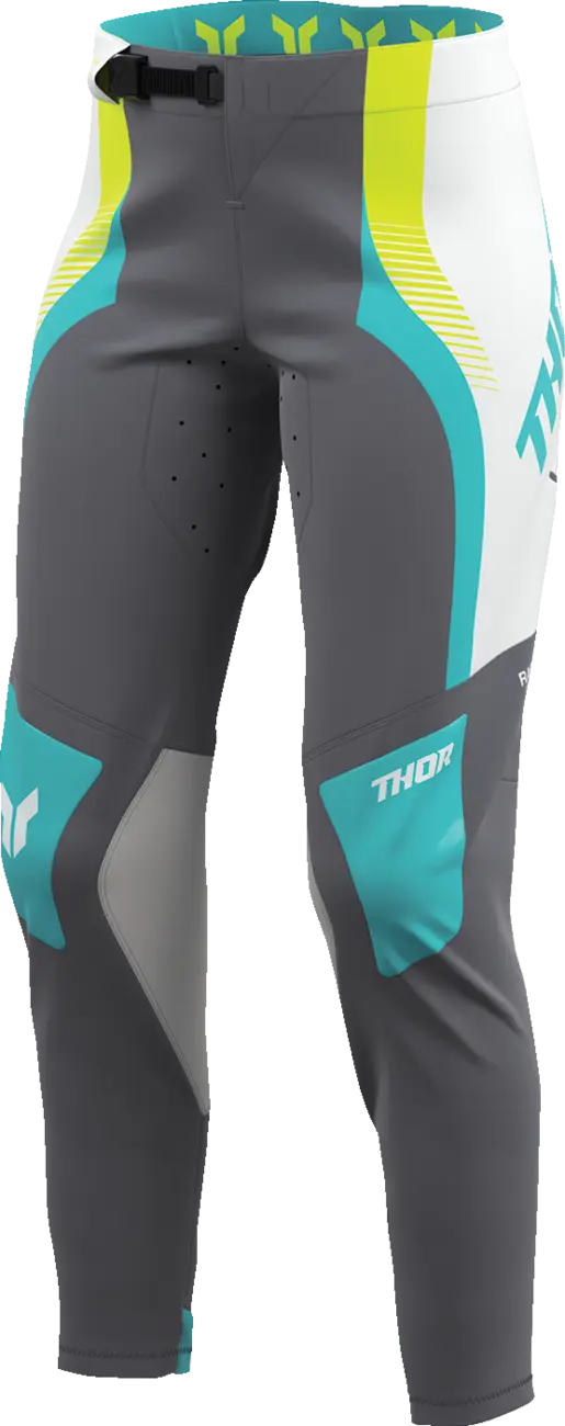 Thor Women's Sportmode Velocity Pants - Gray/White/Fluorescent Yellow/Aqua