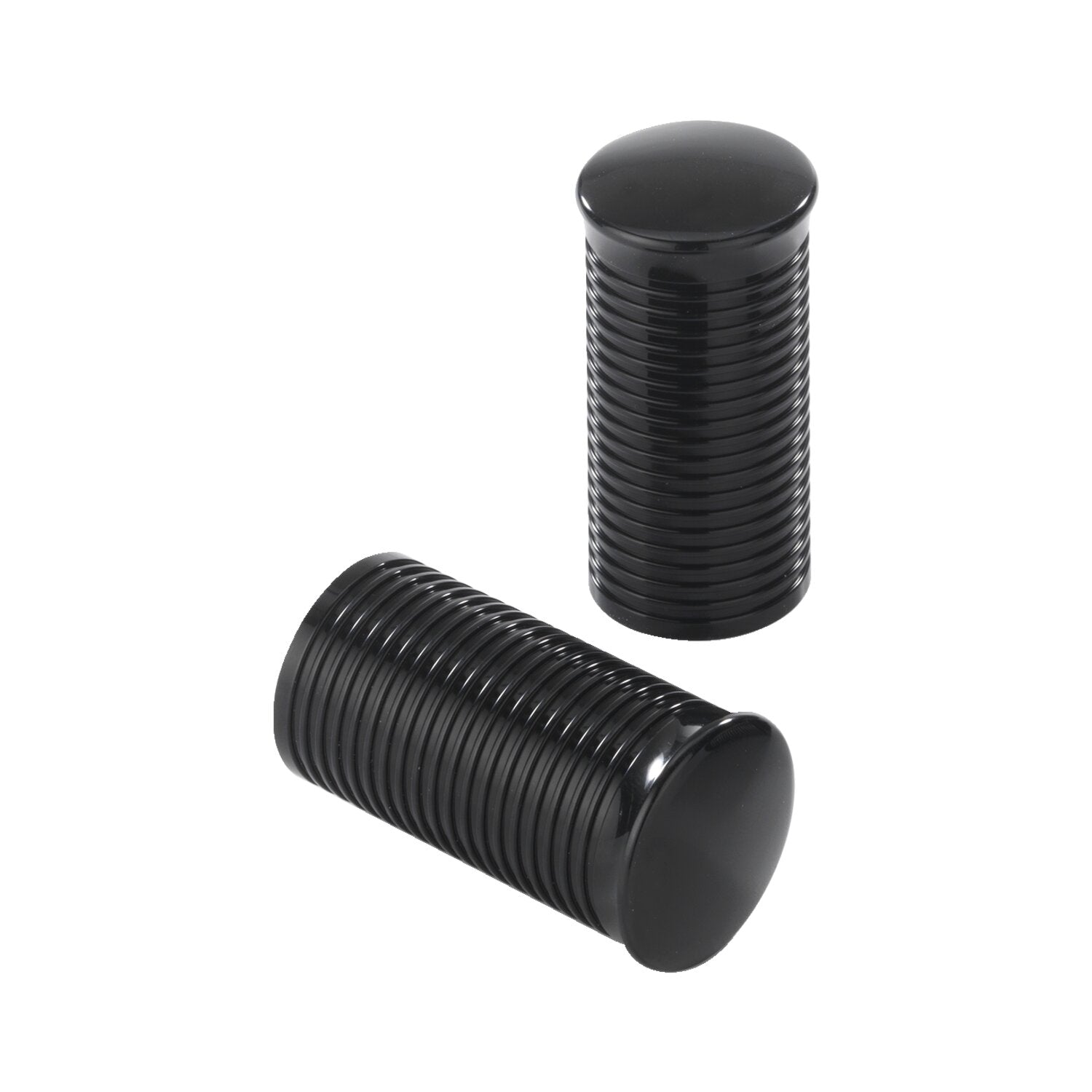 Kustom Tech FL handlebar grip ends - Ribbed black aluminum