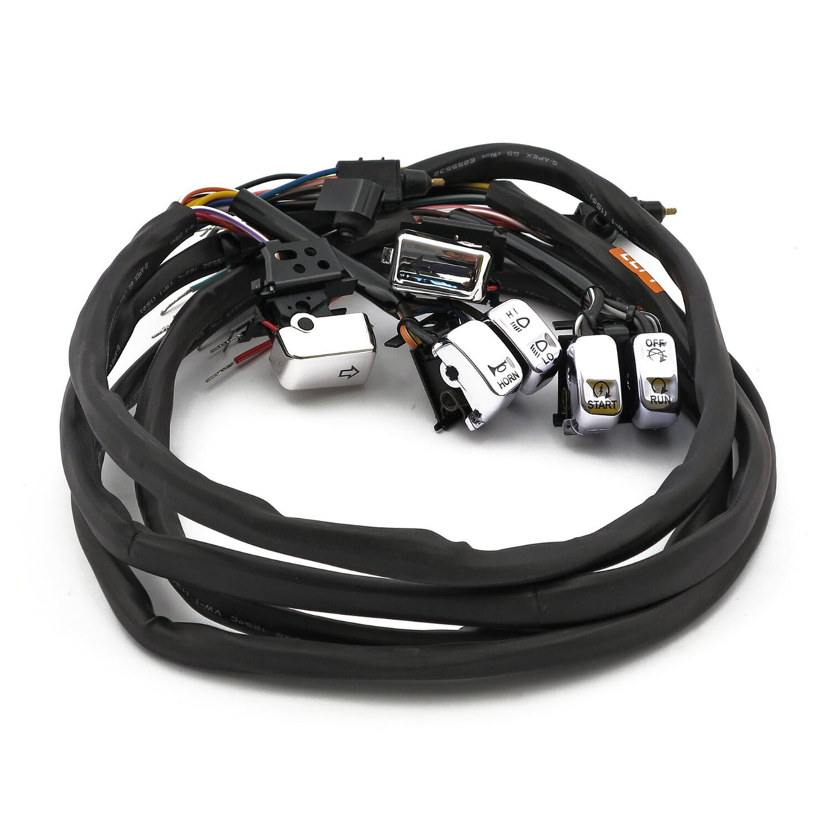 MCS Handlebar switch & wiring kit - Radio - LED - Chrome