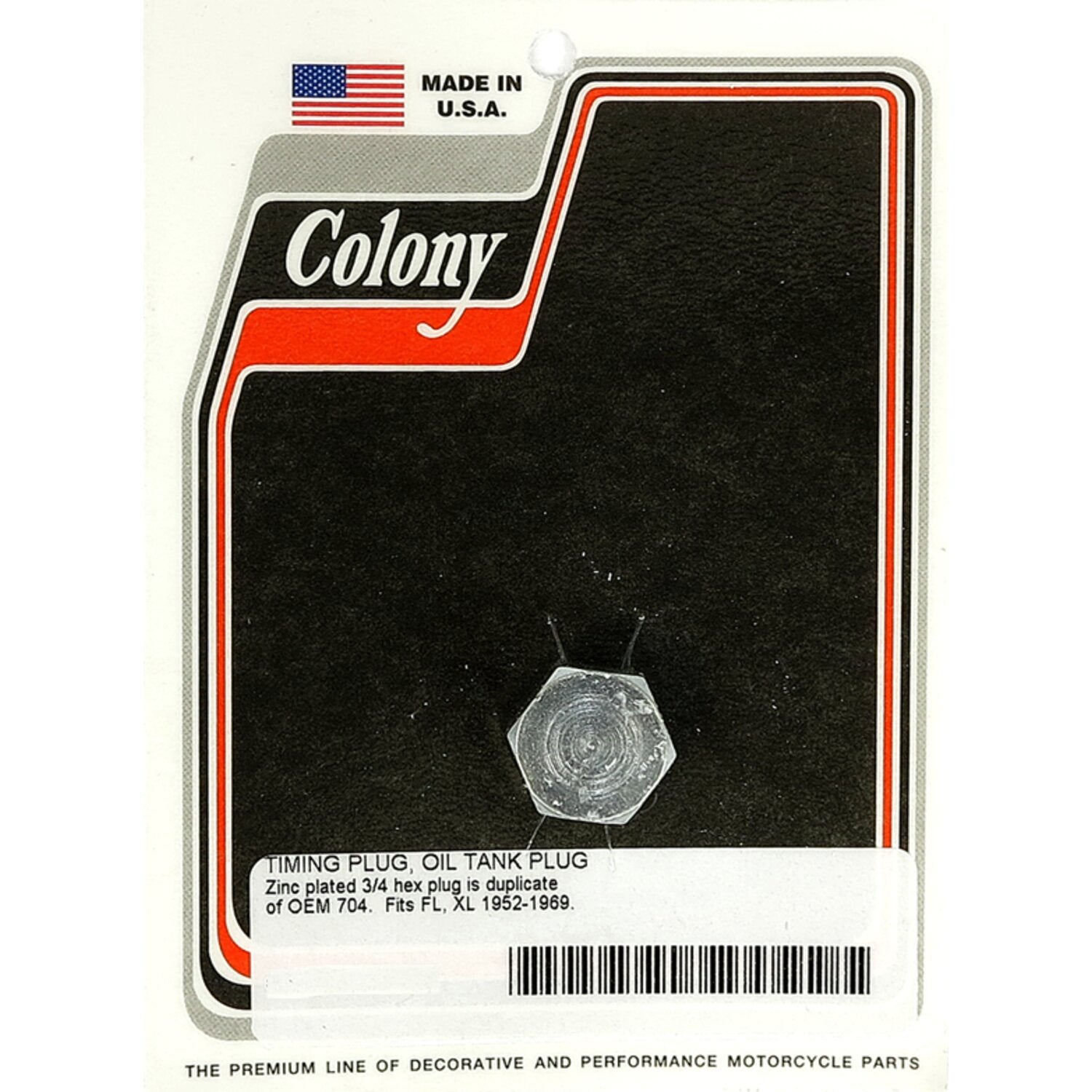 Colony timing/drain plug - Hex head - Zinc