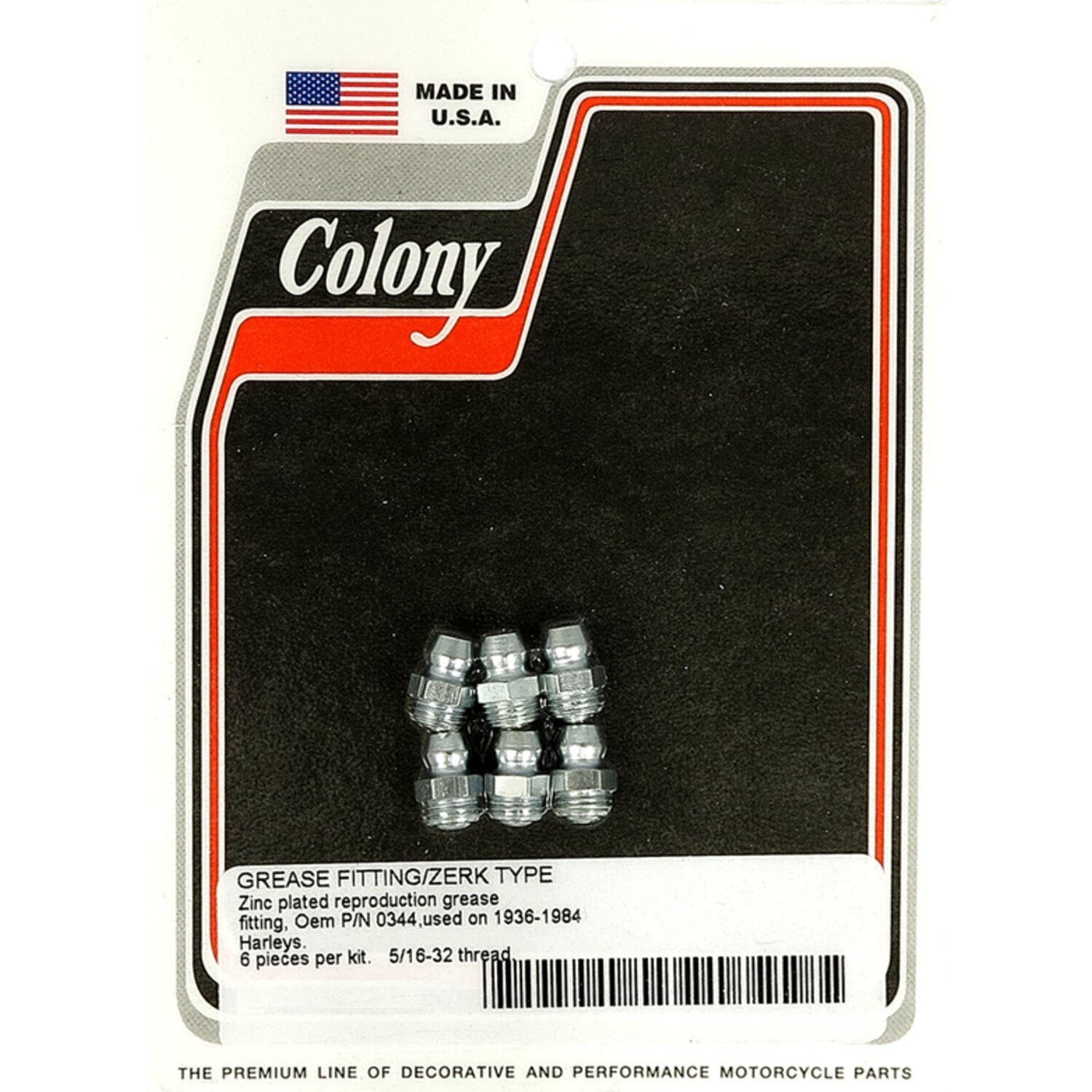 Colony grease fitting - 5/16-32 - Zinc