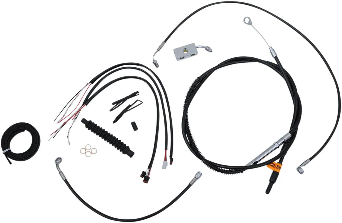 La Choppers Black Vinyl Braided Handlebar Cable/Brake Line Kit