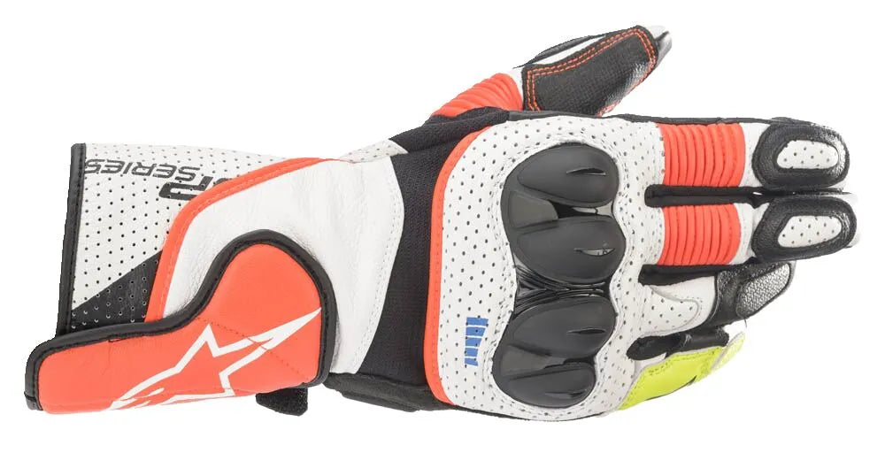 Alpinestars Sp-2 V3 Leather Gloves - Black/White/Fluorescent Red