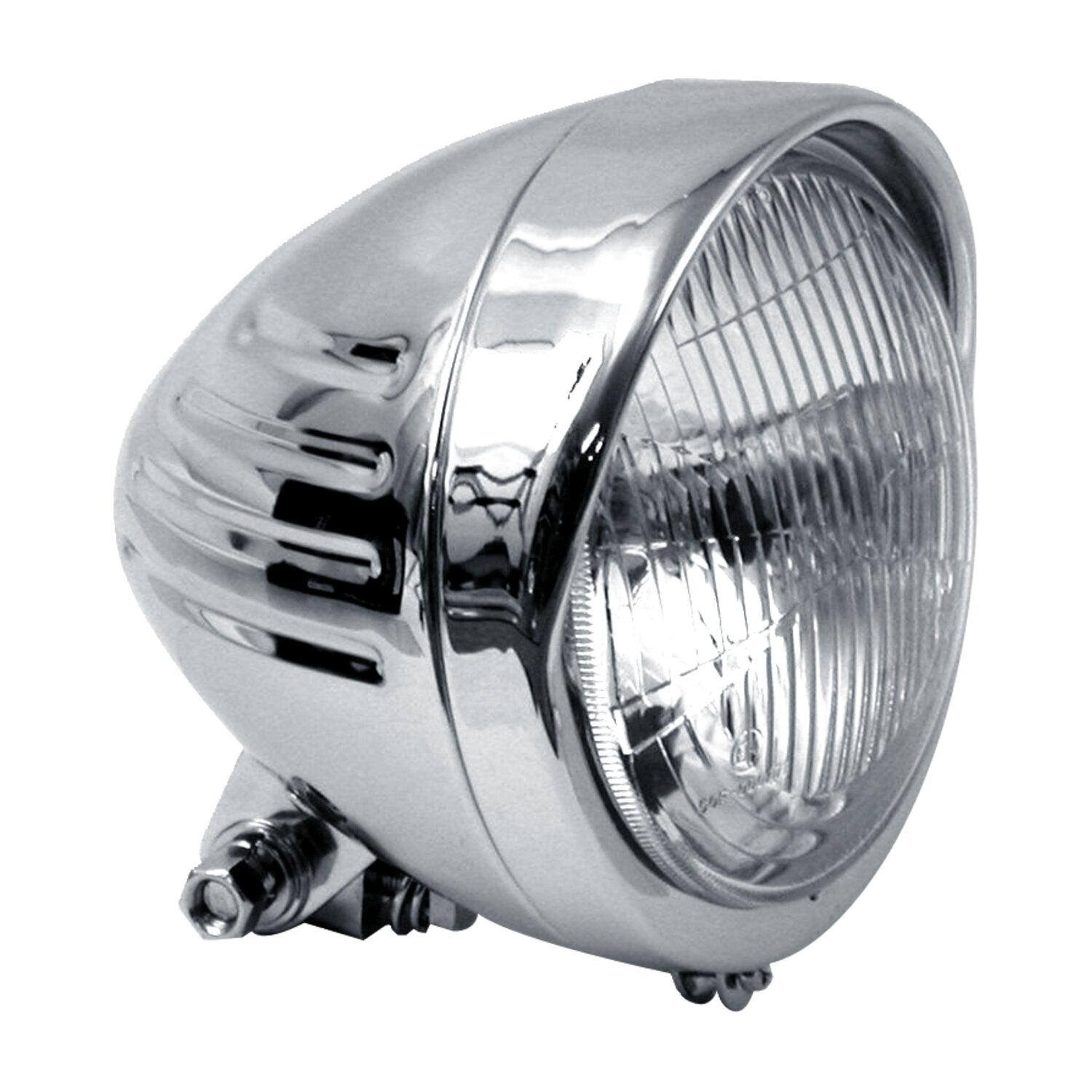 MCS 5-3/4" ribbed bullet headlamp with visor - Chrome