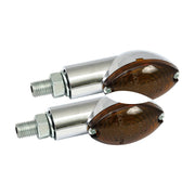 MCS Cateye mini turn signals 20mm stem chrome with dark lens