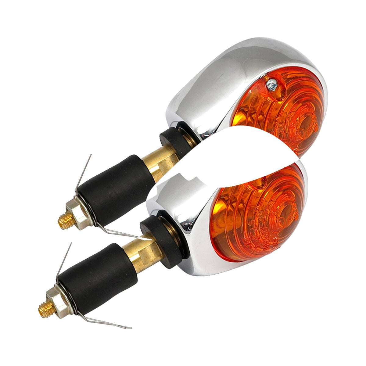 MCS Full size bulls-eye in-bar turn signals - Chrome - Amber lens