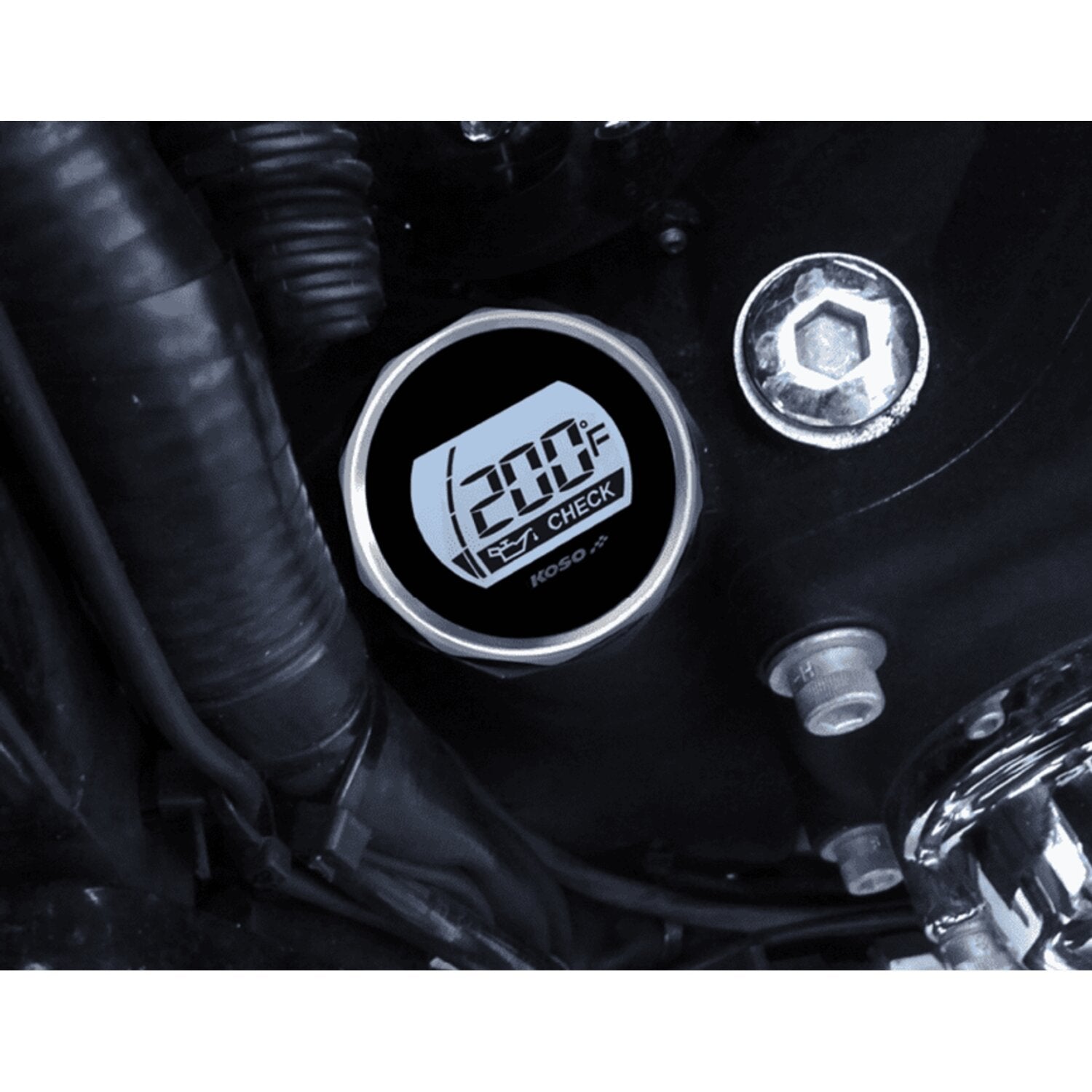 KOSO oil tank dipstick with display - Silver body