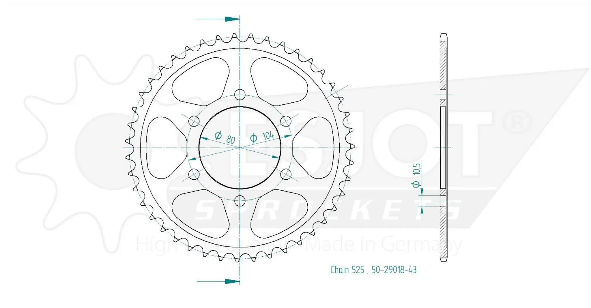 Esjot 525 Steel Rear Sprocket