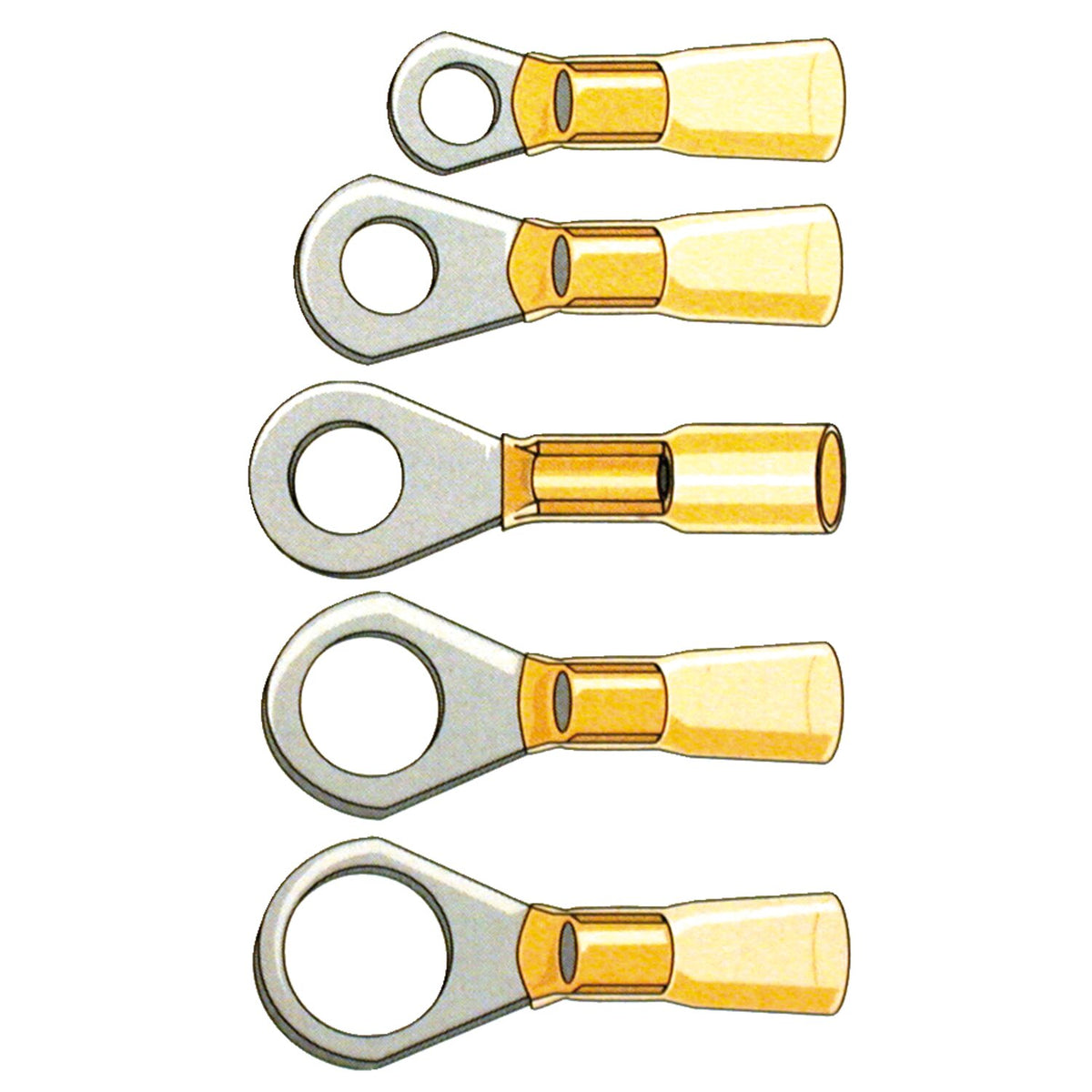 Standard Co Ring terminal connectors #10 - Yellow - 25 stk
