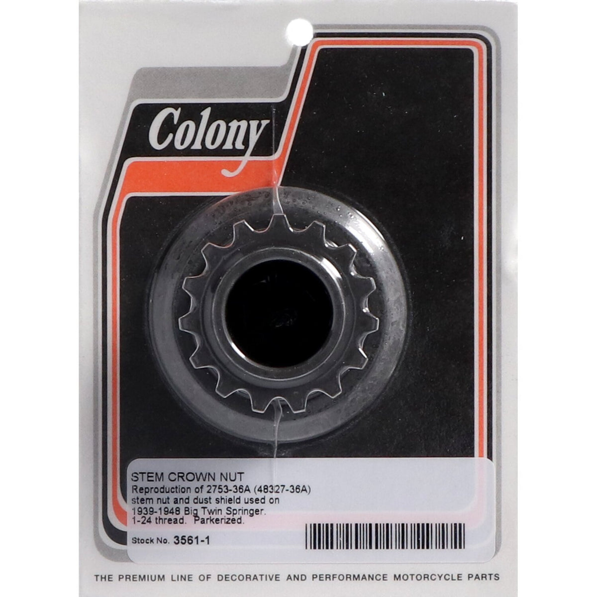 Colony stem crown nut - Black parkerized