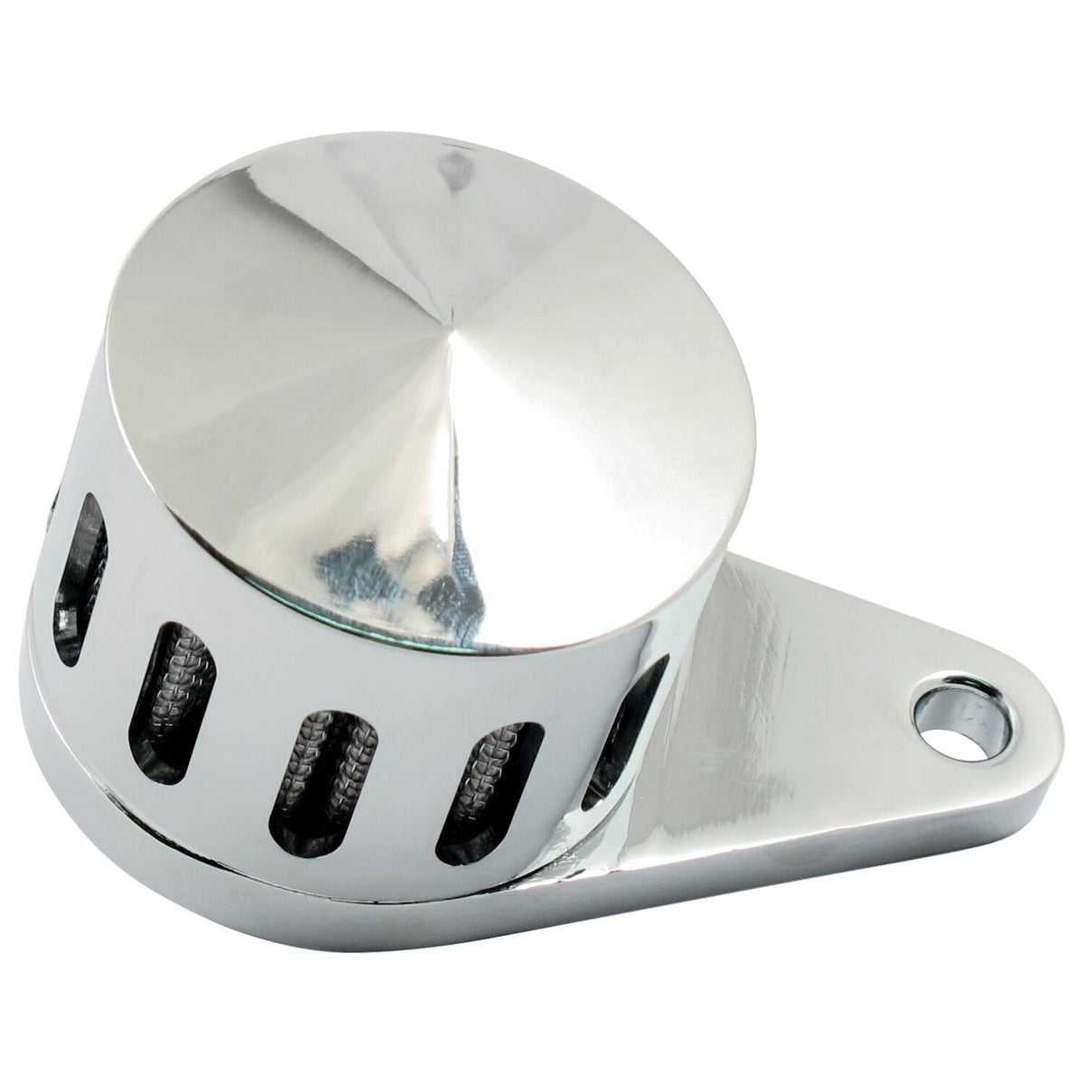 MCS Crankcase breather filter slotted - Chrome