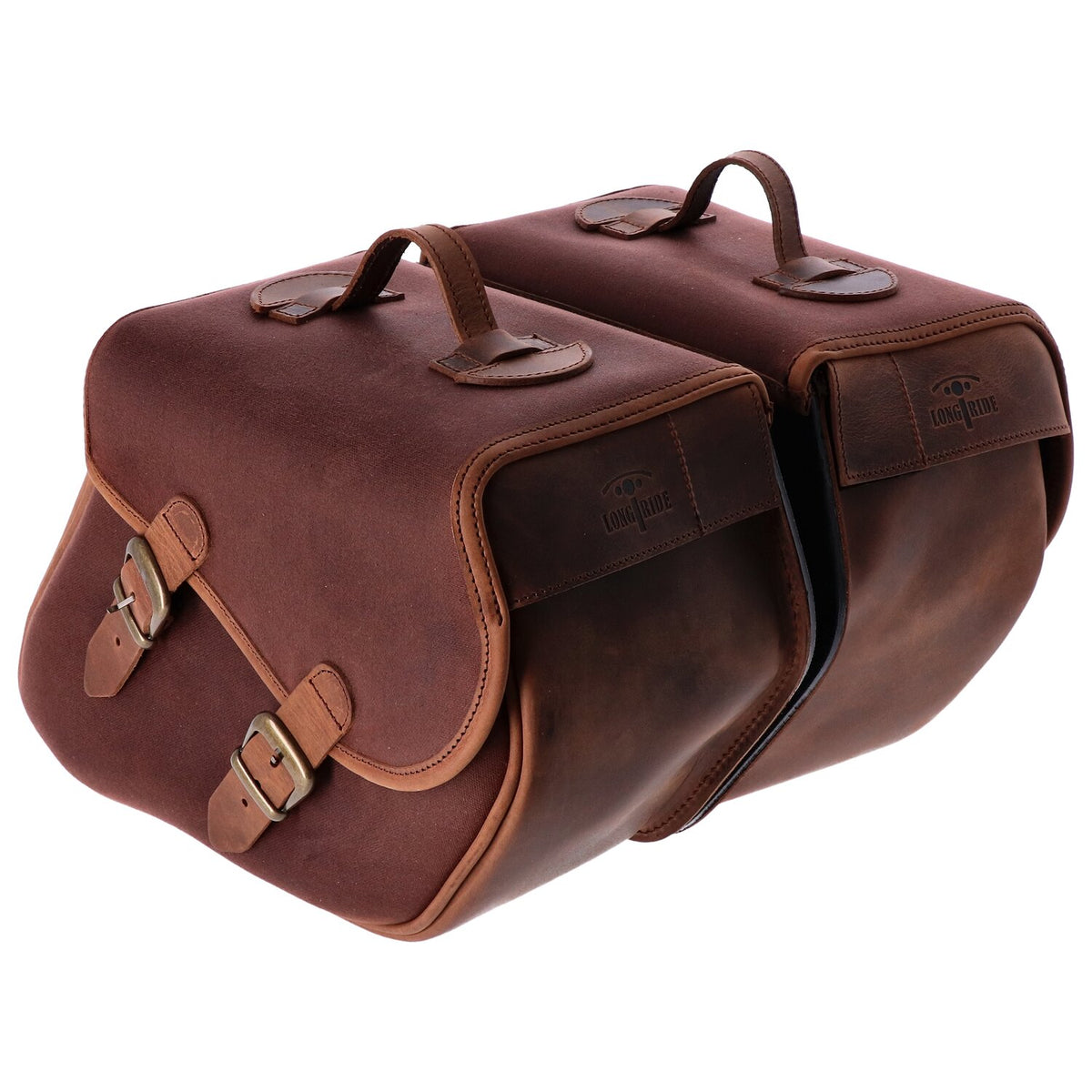 Longride waxed cotton saddlebags - Brown