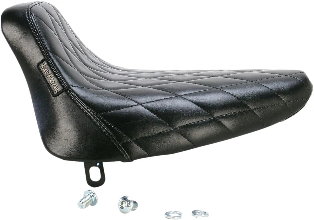 Le Pera Bare Bones Solo Seat - Black Diamond Stitch - For Harley Davidson