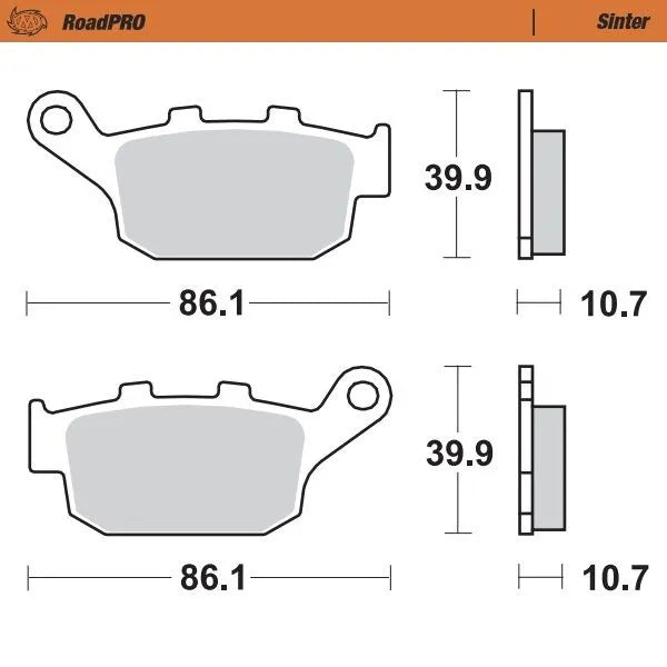 Moto-master Roadpro Sinter Brake Pad Rear - Rear