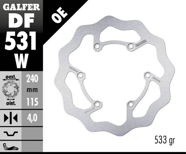Galfer Wave Brake Rotor For Motorcycle - Rear