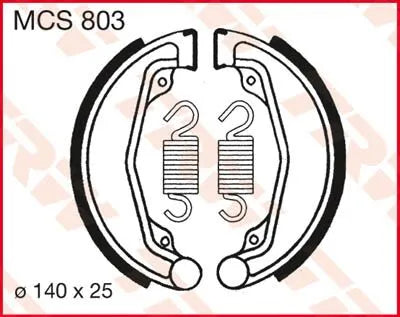 Trw Organic Brake Shoes - 140mm Diameter - Front