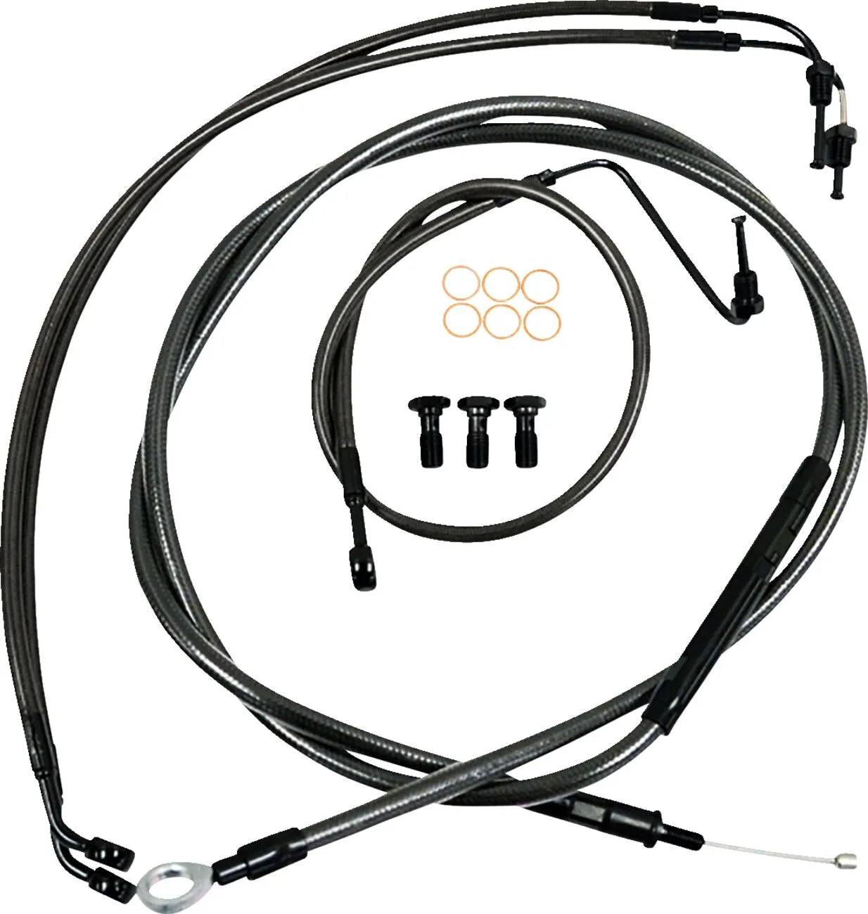 La Choppers Midnight Braided Cable/Brake Line Kit for 12-14" Ape