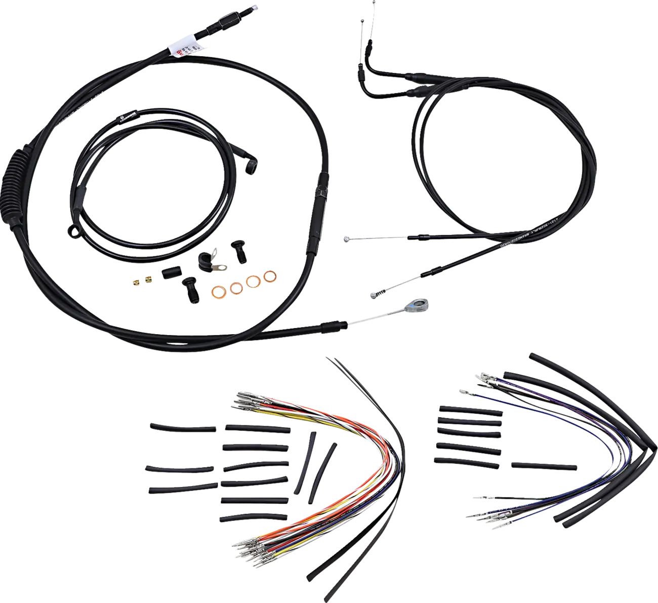 BURLY BRAND Complete Black Vinyl Handlebar Cable Kit for Ape