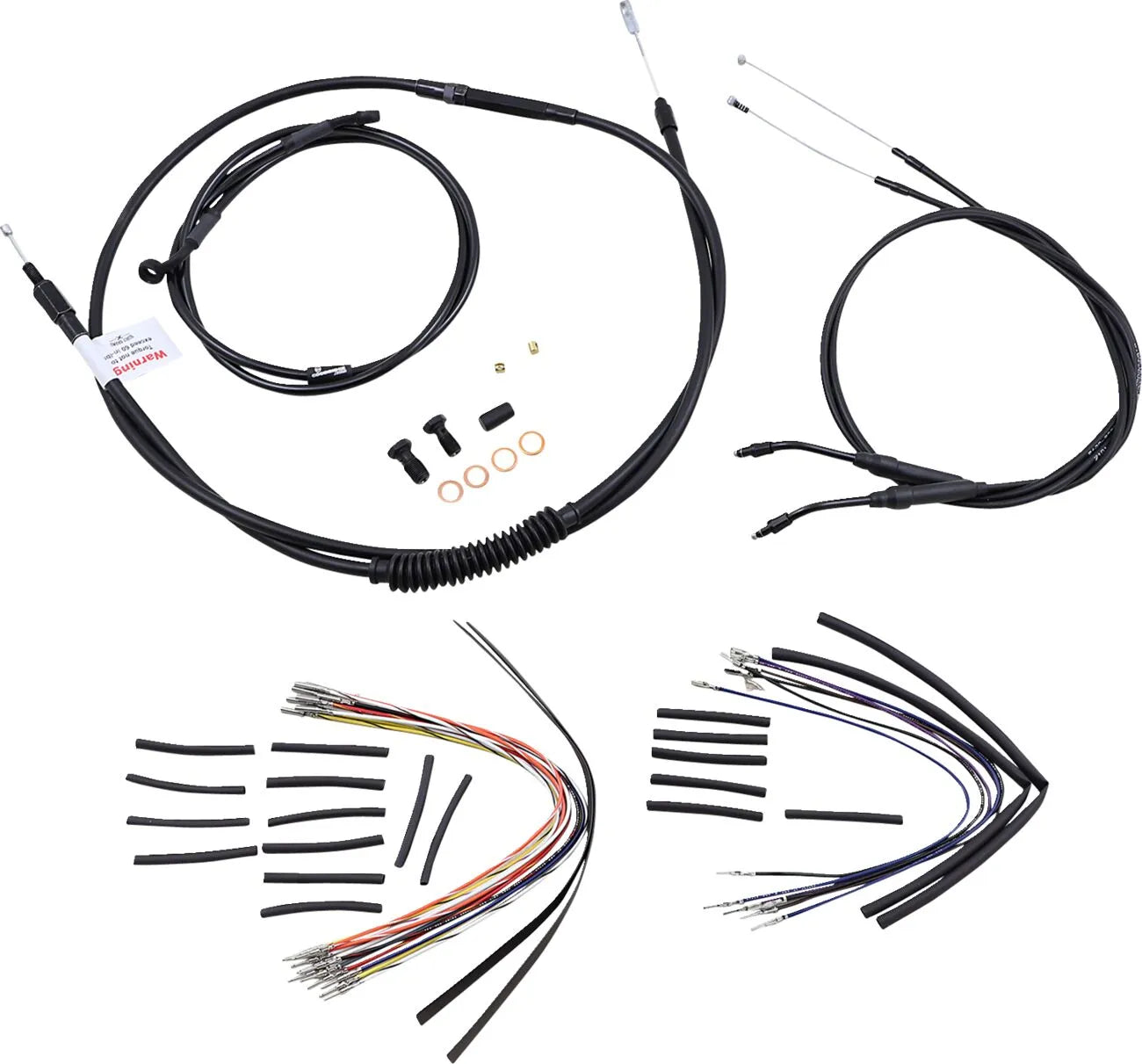 BURLY BRAND Black Vinyl Cable/Line Kit for 14" Ape Hangers