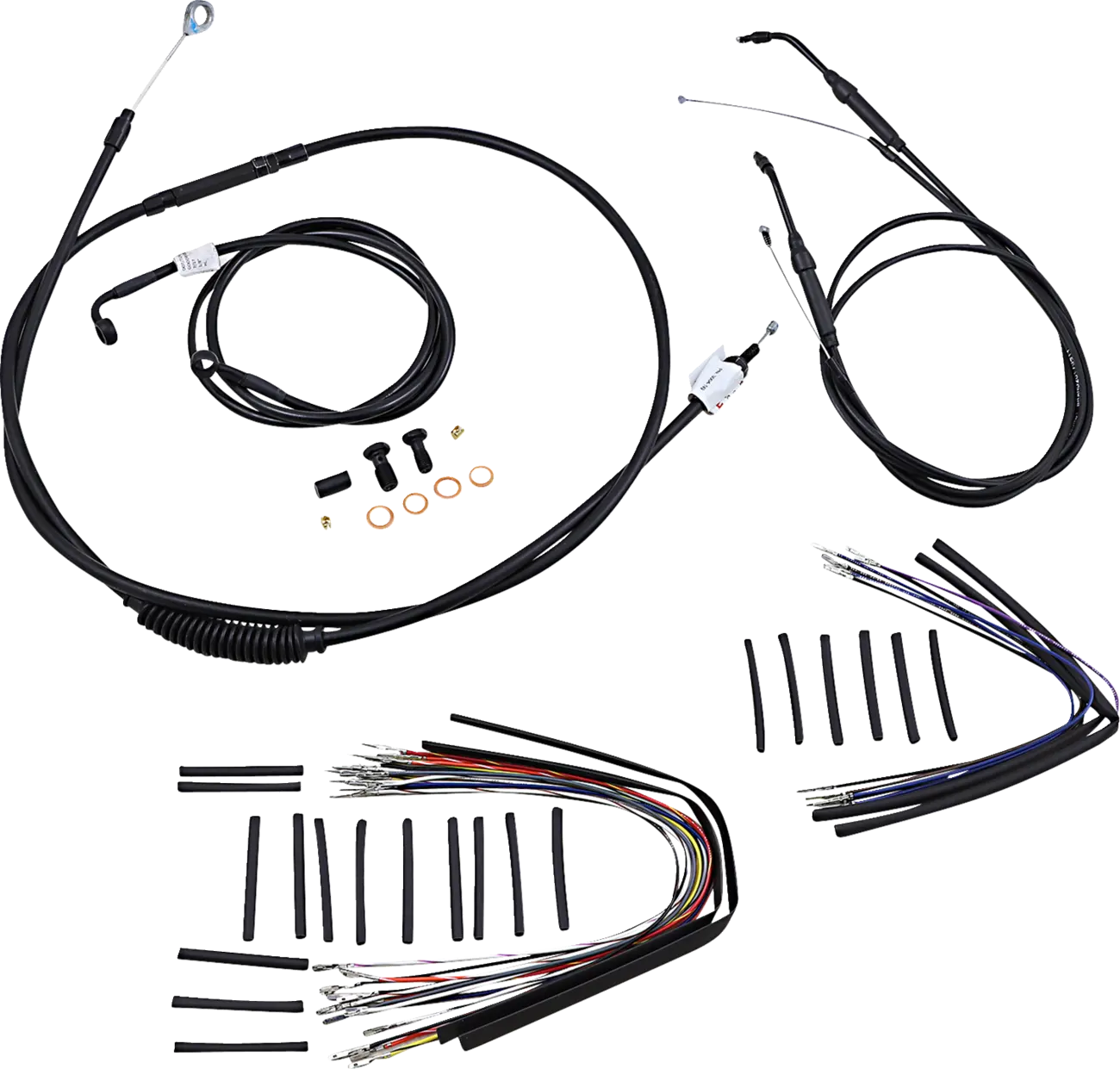BURLY BRAND Black Vinyl Handlebar Cable Kit for Ape Hangers