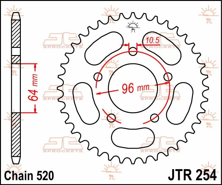 Jt Sprockets Steel Rear Sprocket - 520, 37t