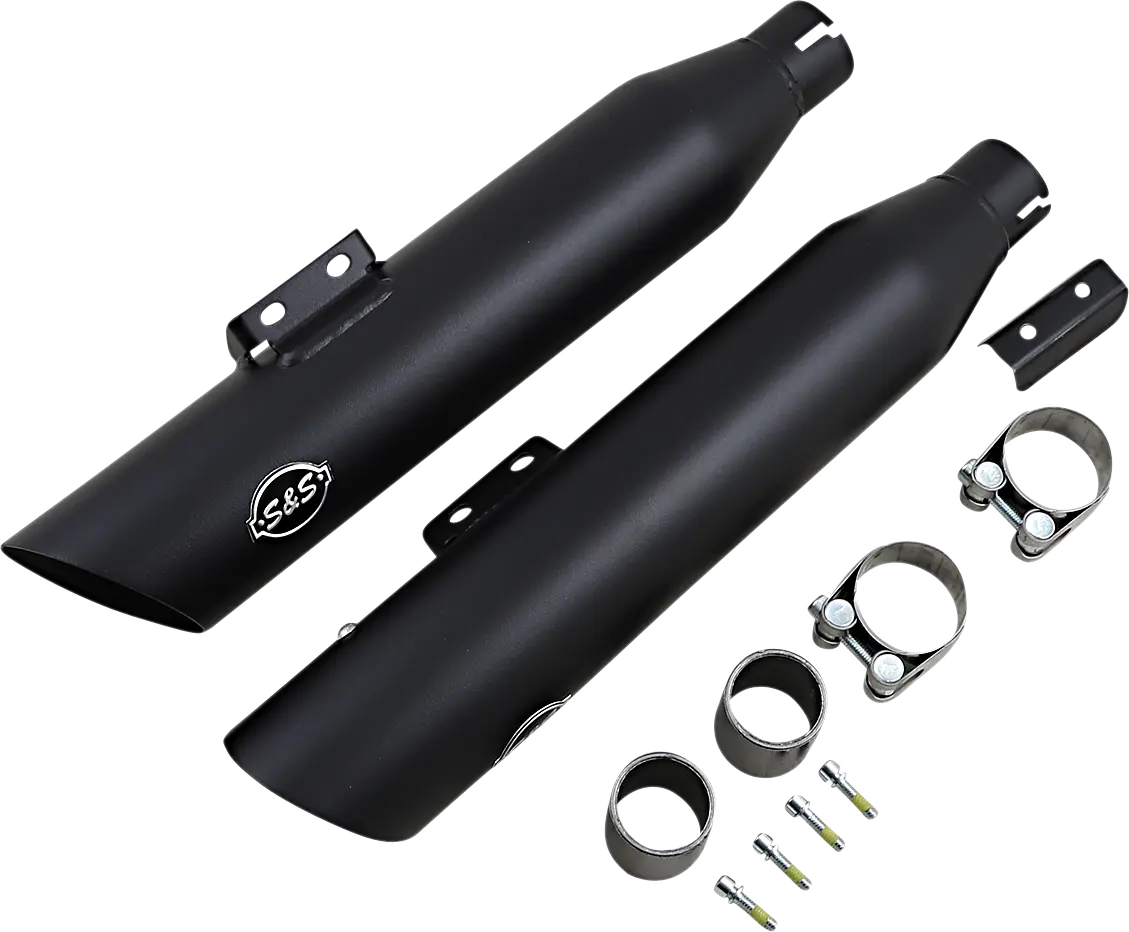 S&s Cycle Slash-cut Slip-on Mufflers In Guardian Black