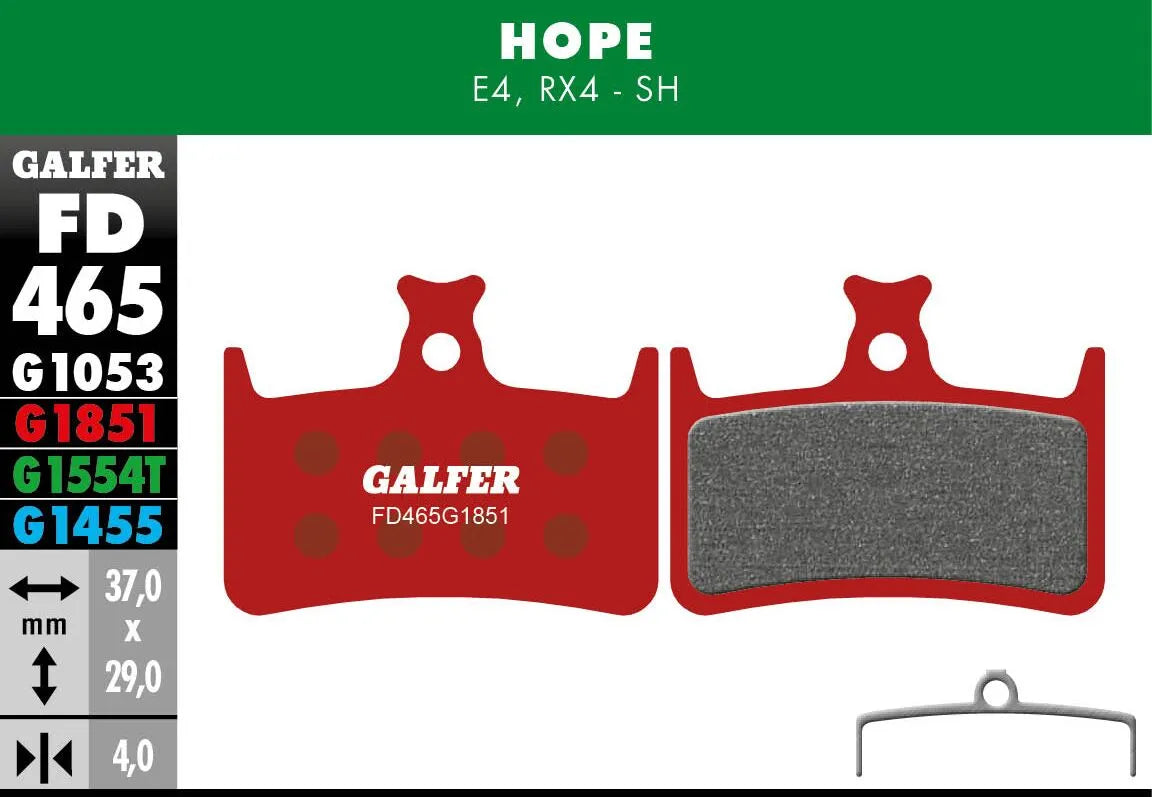 Galfer G1851 Advanced Semi-Metallic Brake Pads for Hope E4 RX4-SH