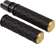 Arlen Ness Diamond Grips - Black/brass, 1"