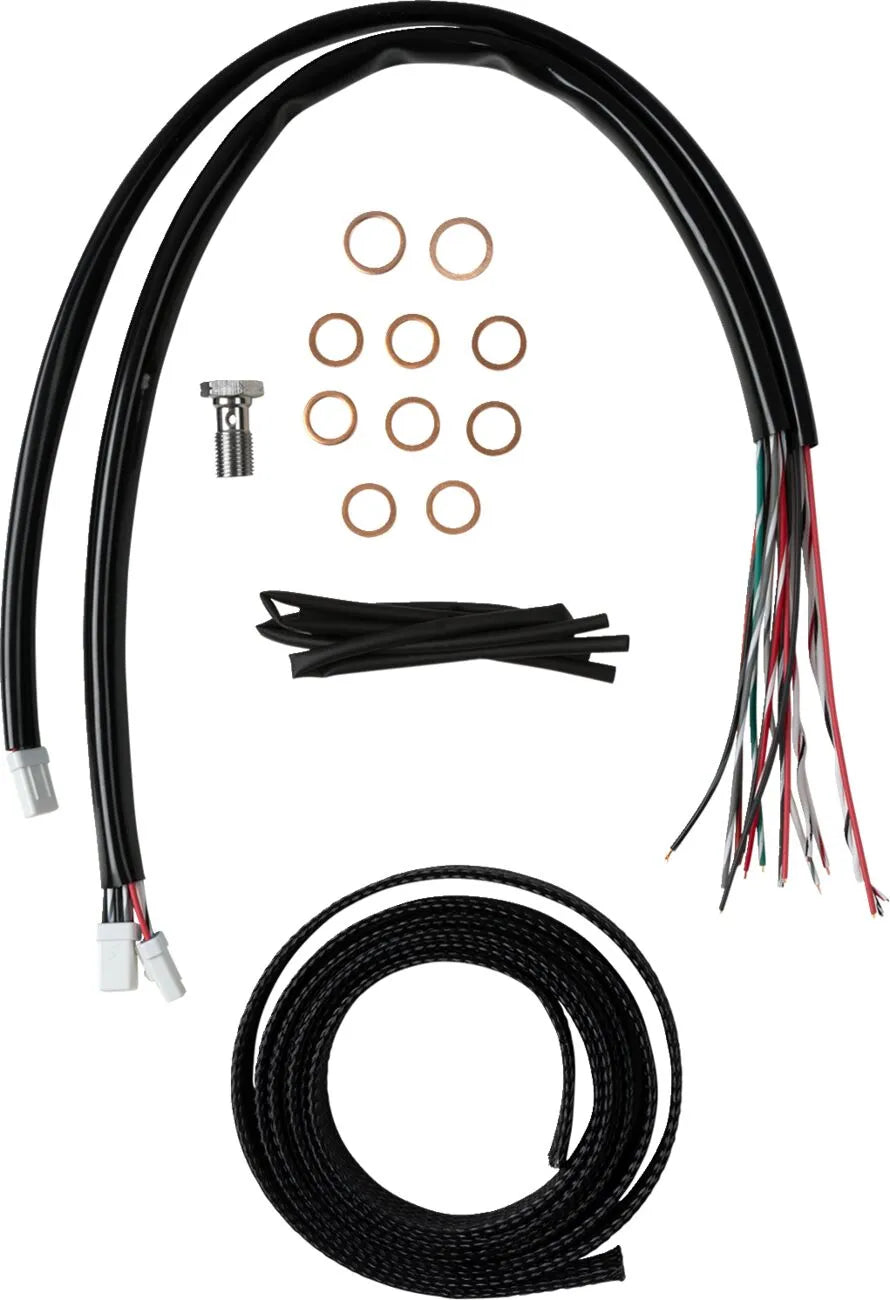 La Choppers Complete Black Vinyl Braided Handlebar Cable Kit