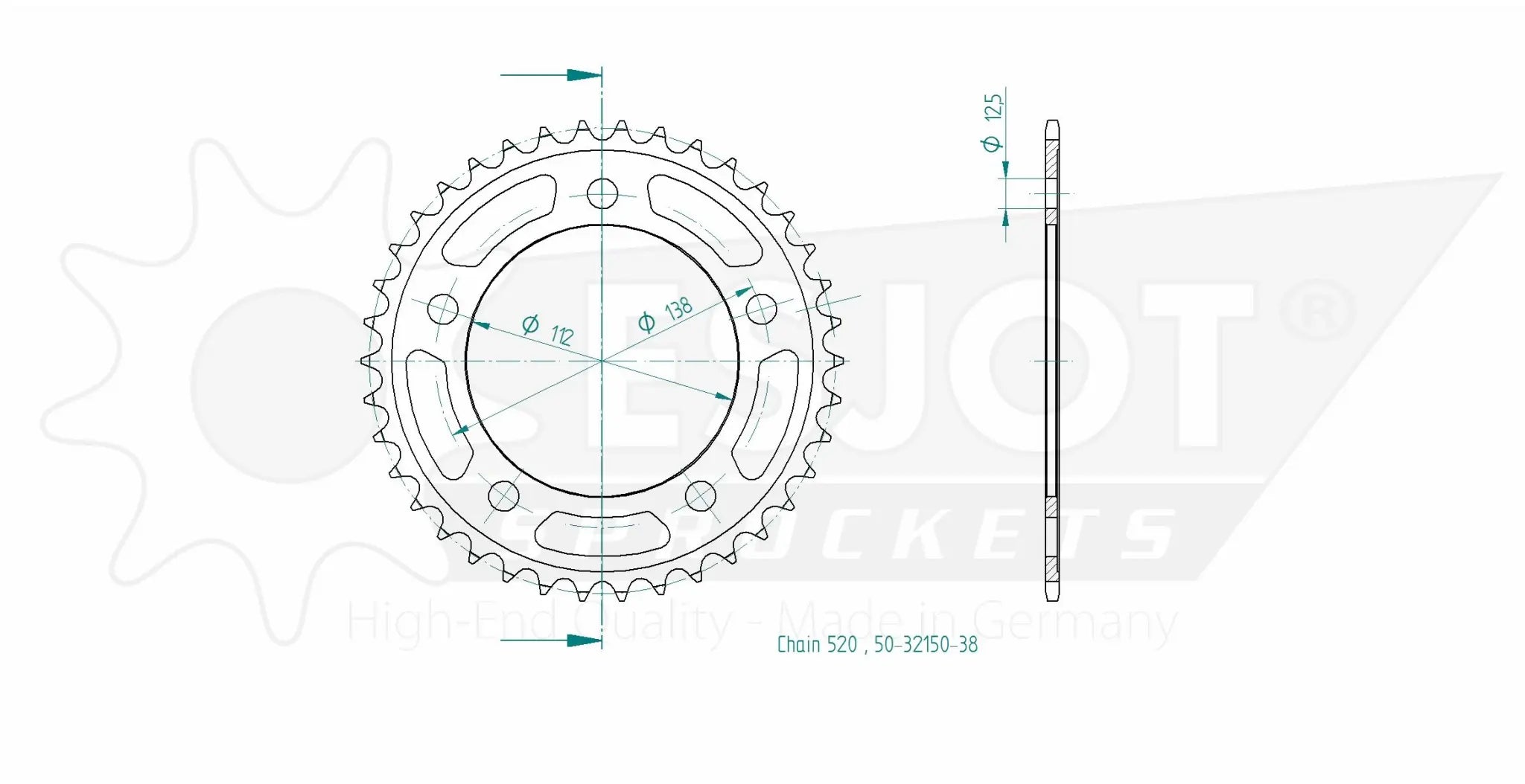 Esjot 520 Steel Rear Sprocket