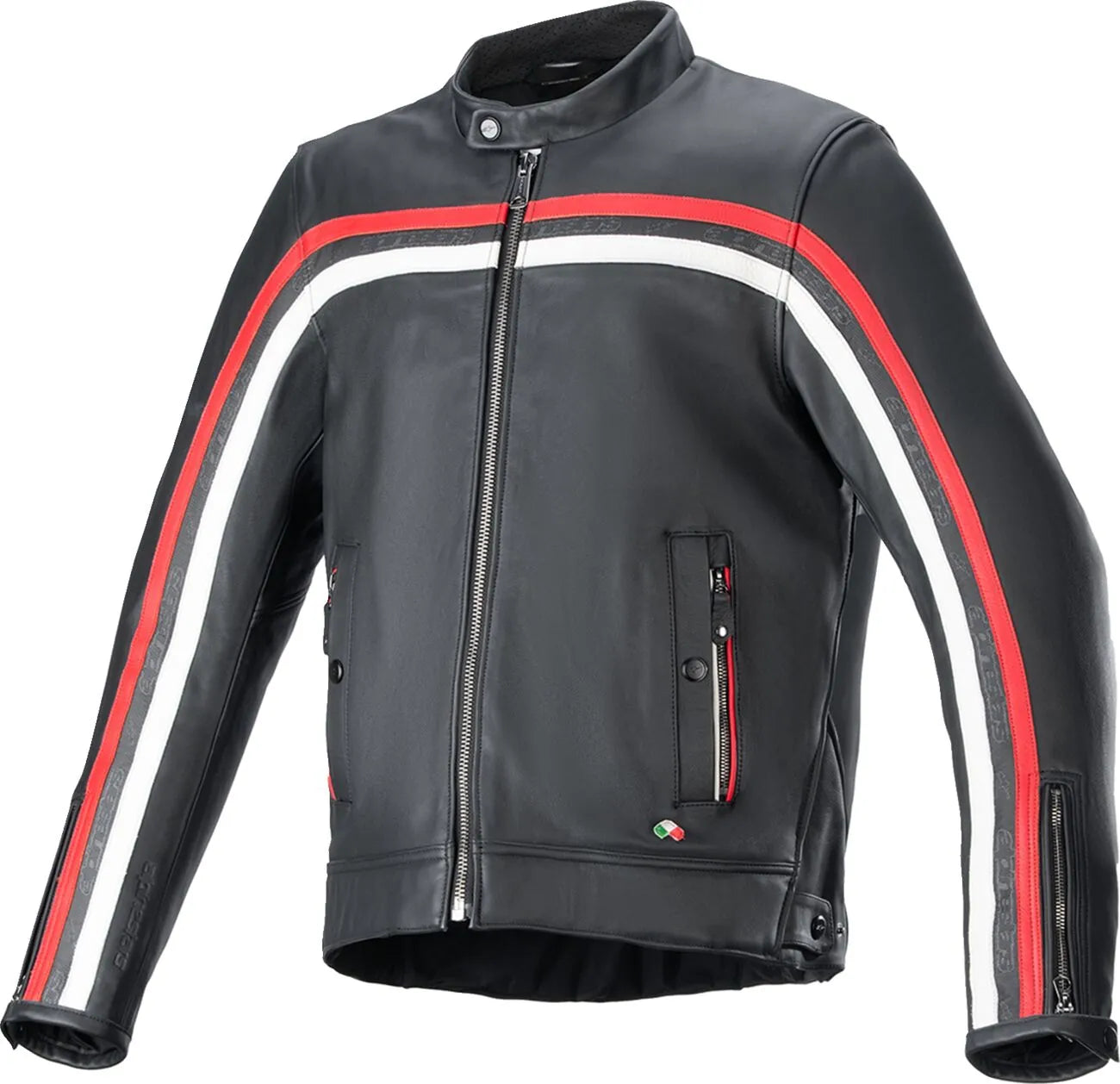 Alpinestars Dyno Leather Jacket - Black/Off-White/Red