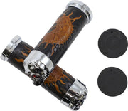 Drag Specialties Skull Grips - Black Leather