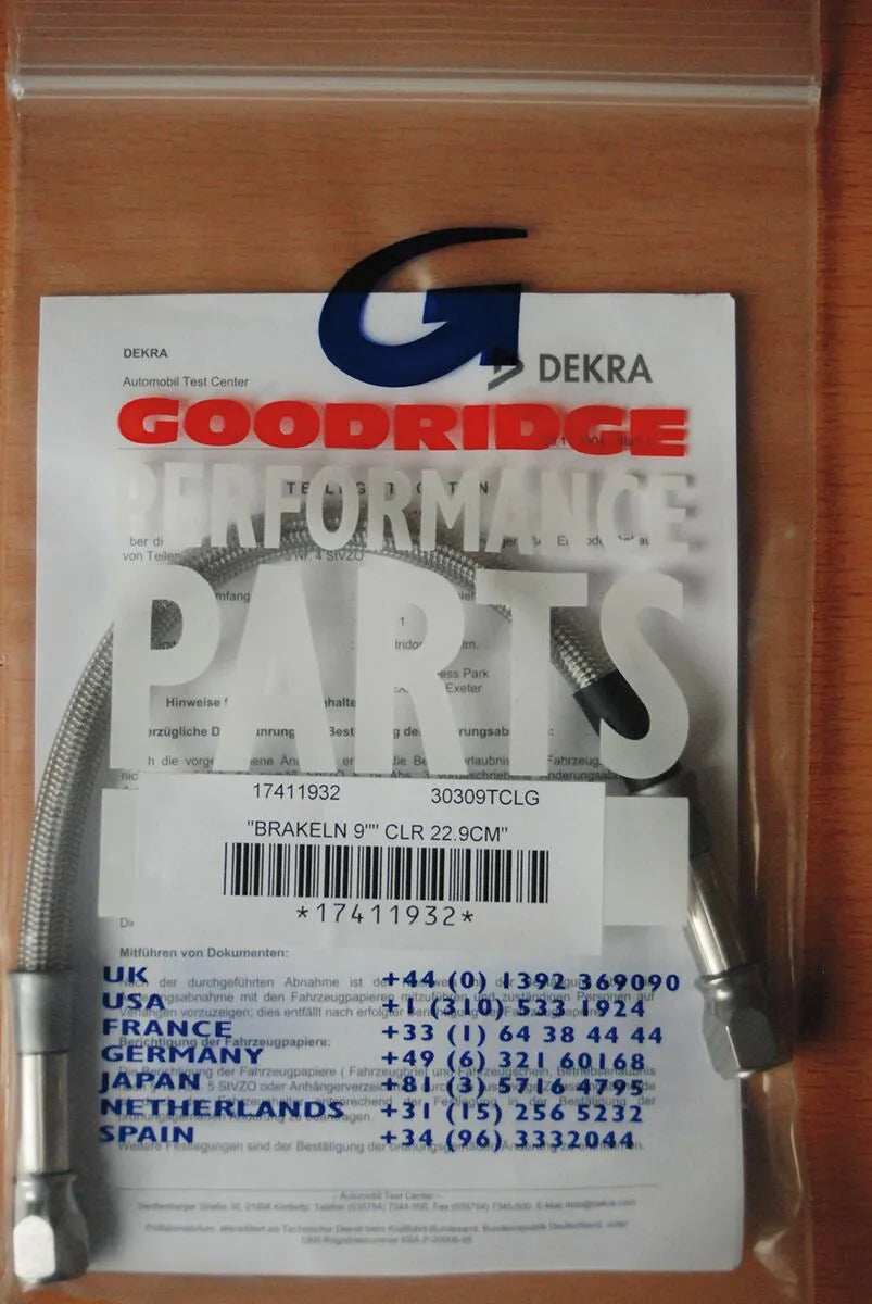 Goodridge Universal Brake Lines - Clear Coated, 9"