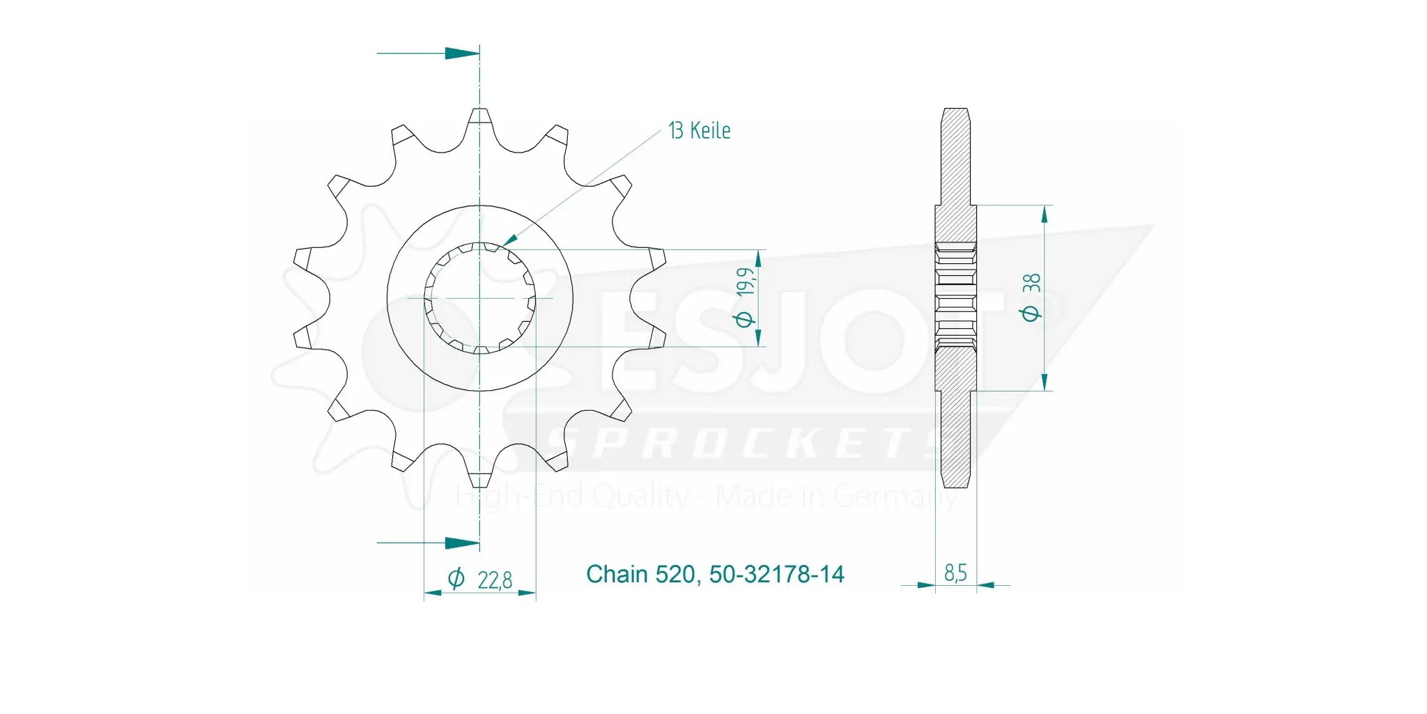 Esjot 520 Front Sprocket - 14 Tooth